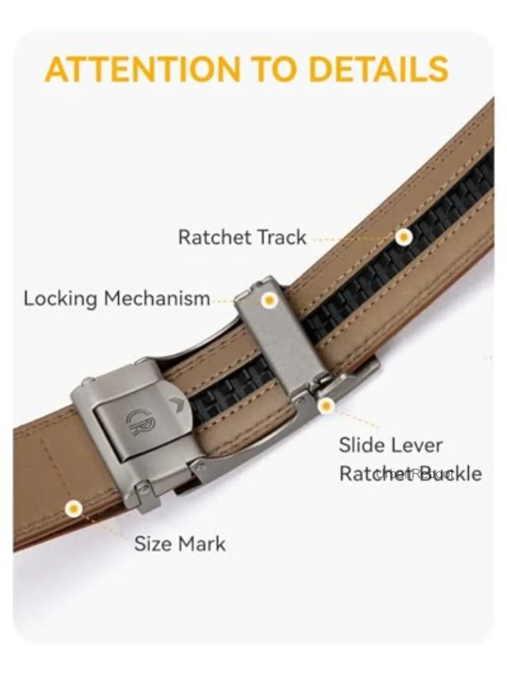 Genuine Leather Ratchet Belt for Men, Adjustable Dress Belt